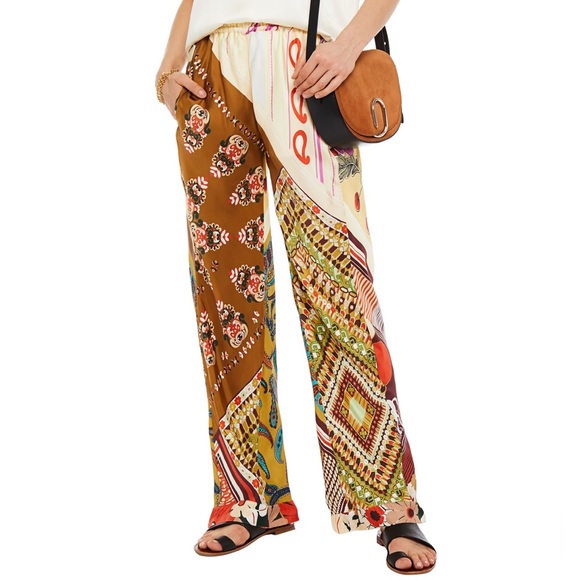 CHLOE Multicolor Paisley Print Silk Palazzo - Picture 2 of 9